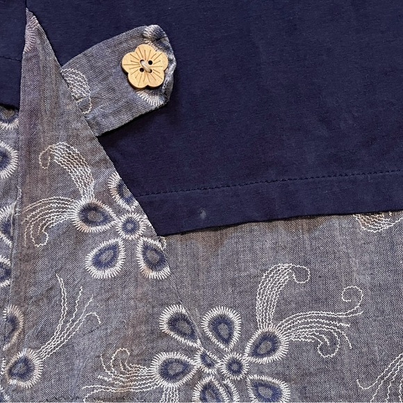 Jing Yang‎ Butterfly Floral Layered V‑Neck Top Boho Chic Resort Wear Size Medium - Picture 7 of 10